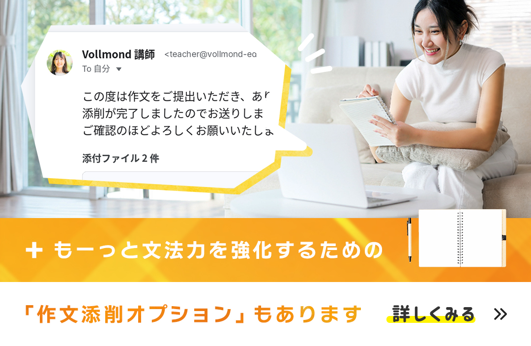 もっと文法力を強化するための作文添削オプションもあります